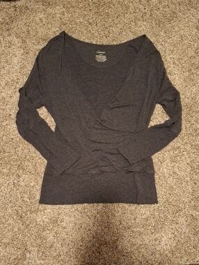 Soma Charcoal Wrap-Style Long Sleeve Tee